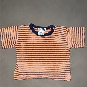 VINTAGE Baby Gap Orange and Navy Striped Kids Shirt